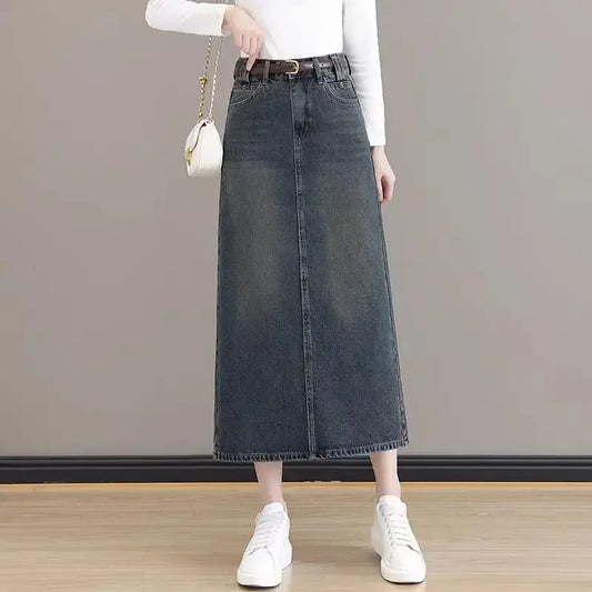 High Waist Wrap Maxi Tight Woman Denim Skirt with Slit Jeans Skirts for Women Long Cheap A Line Clothing Sales Y2k Vintage Trend