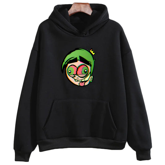 Japanese Anime Hooded Fairly OddParents Anime Print Harajuku Kawaii Sweatshirt With Pocket Cute Clothes Moletom Fleece Pullovers