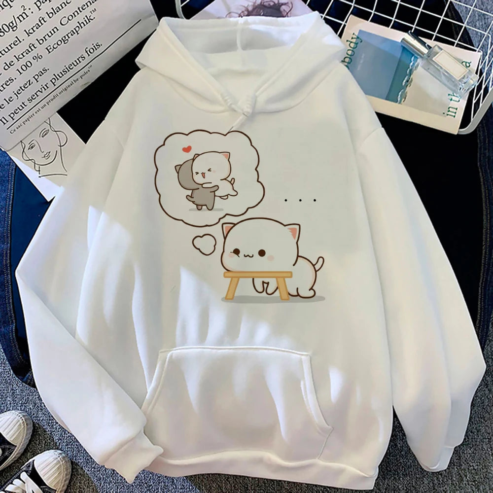 Men Women Aesthetic Trendy Hoodies Bubu Dudu Bear Graphic Printed Hooded Plus Size Pullover Unisex Prevalent Fashion Sweatshirt