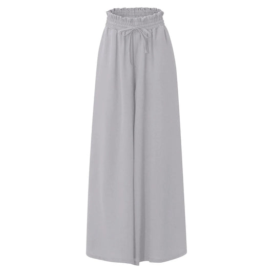 Summer Women's Wide Leg Pants With Elastic Waistband, Wide Leg High Waist Long Skirt Pants Casual Wide Leg Loose Pants