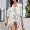 Women's Lightweight Floral Print Thin Half Sleeve Blouse Shirts Cardigan Coat Kawaii Outdoor with Pocket