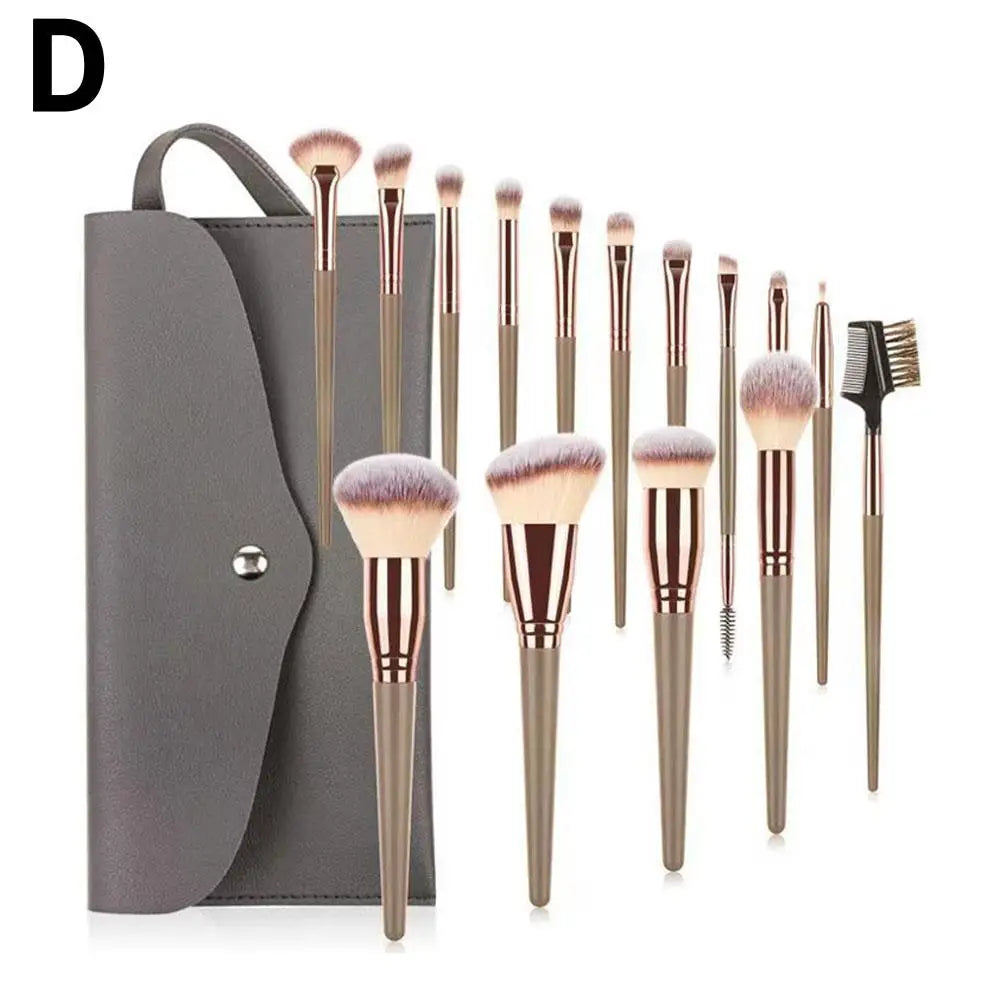 15pcs Professional Make Up Brushes Foundation Loose Powder Blush Face Contour Brush Champagne Gold Makeup Tools 1 Set