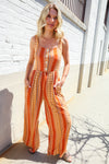 Boho Vibes Rust & Yellow Abstract Print Wide Leg Jumper