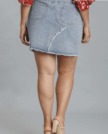 5 Pocket Non - Stretch Denim Skirt with Raw Hem (NP) - 2 colors - Nikki and Co Boutique