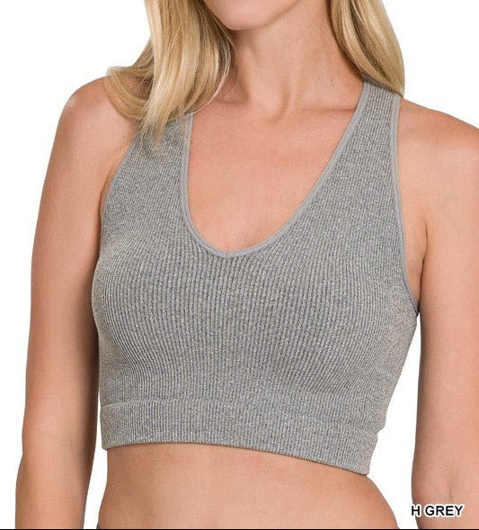 Zenana - (NP) - Ribbed Cropped Racerback Tank Top - Nikki and Co Boutique