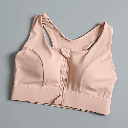 High-intensity front zipper sports underwear for women shock-proof running fitness bra shock-absorbing high-intensity support