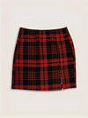Women's fashionable new plaid casual versatile women's large-size skirt two-piece set