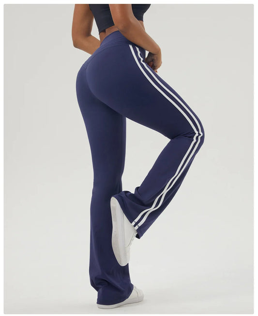 Women's New Color Stripes Hip-Lifting Fitness Dance Bell-Bottoms Yoga Pant