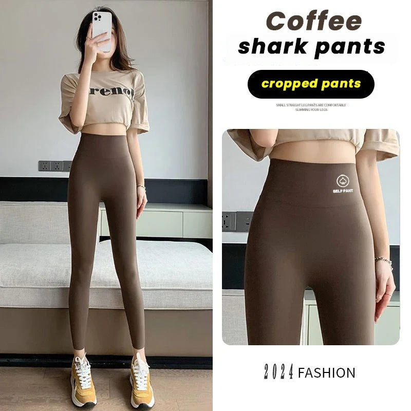 High Waisted Belly Lifting Buttocks Without Trace Pants Embarrassment-free Line Shark Pants Women Outside Bottoming Pants