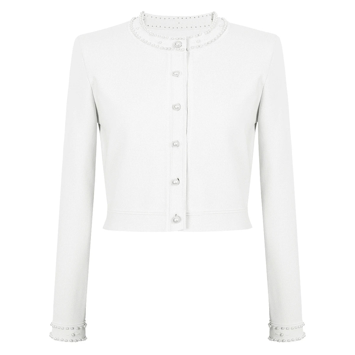 Three Color High-quality Elastic Knitted New Fashionable Luxury Pearl Long Sleeved Cardigan Sleeveless Slim Fit Dress Women Set