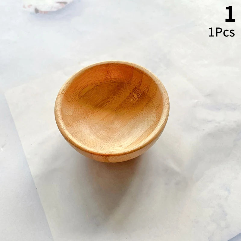 Mini Size Bamboo DIY Face Mask Mixing Bowl With Spoon Aromatherapy Bowl Set Massage Oil Face Care Makeup Tool Kits Accessories