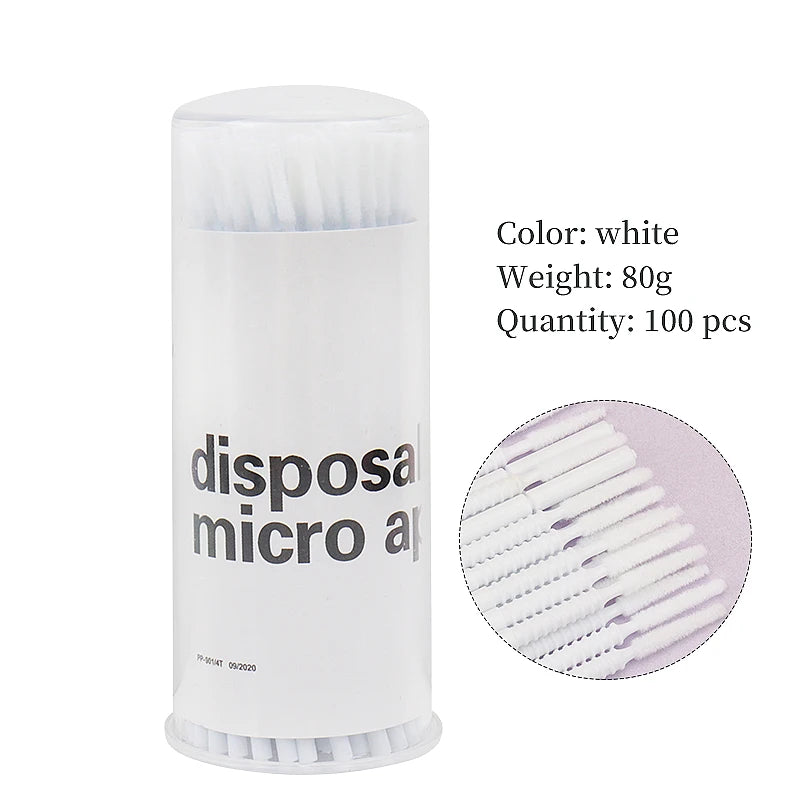 100Pcs Dental Disposable Micro Applicator Brushes Long Head Brush Bendable Sticks for Makeup Dentistry Care Teeth Cleaning Tools