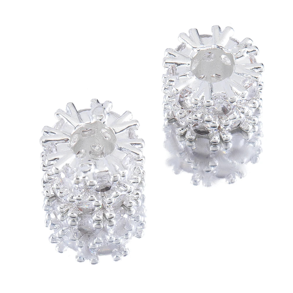 5pcs Metal Zircon Copper Snowflake Spacer Beads Bracelets Barrel Spacers Beads Accessories Necklace Jewelry Making Components