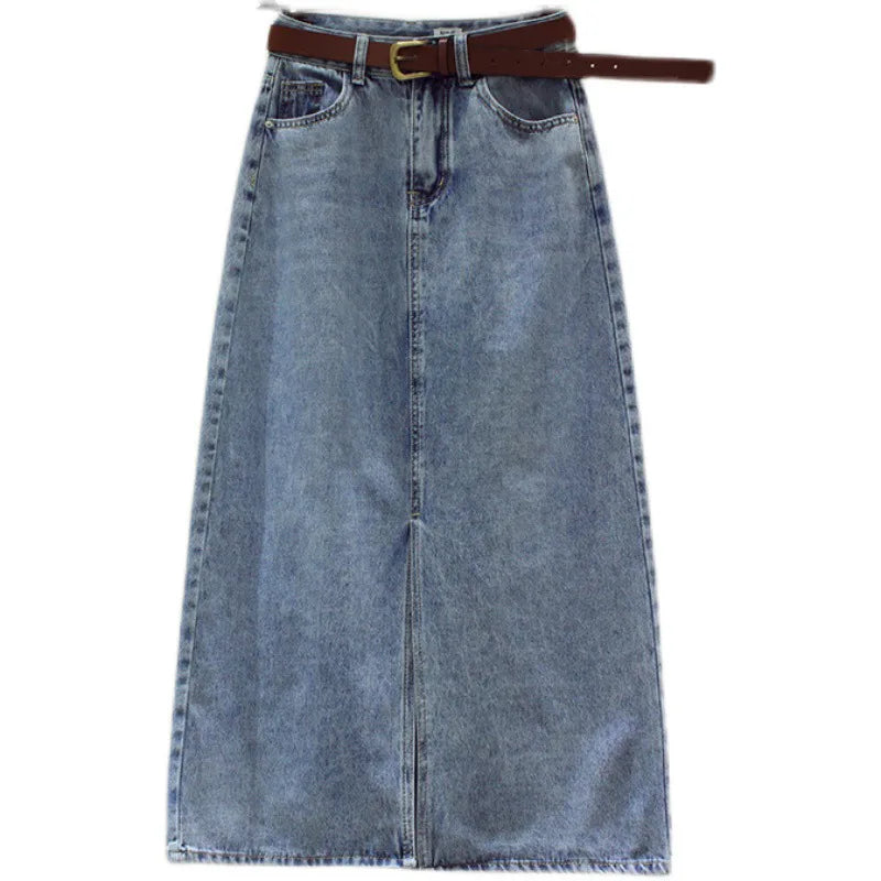 Sexy Wrap Buttocks Denim Skirts Women High Waist Washed Skirt Solid Spliced Slim Fit Distressed Pockets Zipper Fly Casual