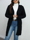 Women's Plus Size 1XL-5XL Versatile Solid Color Casual Loose Cardigan Fashionable Drawstring Knit Hooded Cardigan