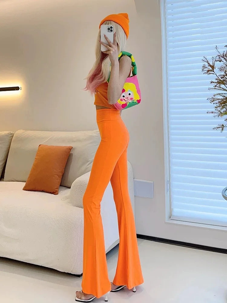 High Stretch Modal Pants Women Summer Spring Thin Trousers Sexi Slim Long Pants Chic Ins Y2K Streetwear Party Night Club Pants