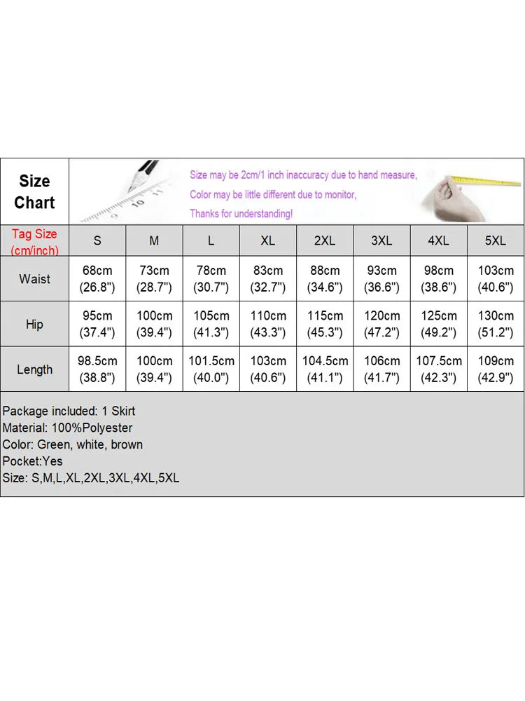 Plus Size 5XL Women Elegant Maxi Skirts Solid Color Skirt VONDA Fashion Pleated Casual Loose Pockets High Waist Bottoms