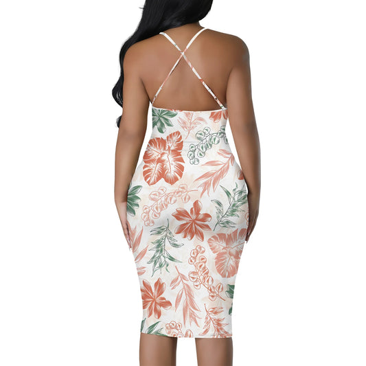 Women's clothing spring/summer new custom casual loose floral print hollow suspender dress