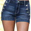 Summer New Women Korean Denim Shorts Pants Lady Mid-Waist Elastic Slim Fit Hot Pants Female Sexy Deep Blue Hip Wrapping Jeans