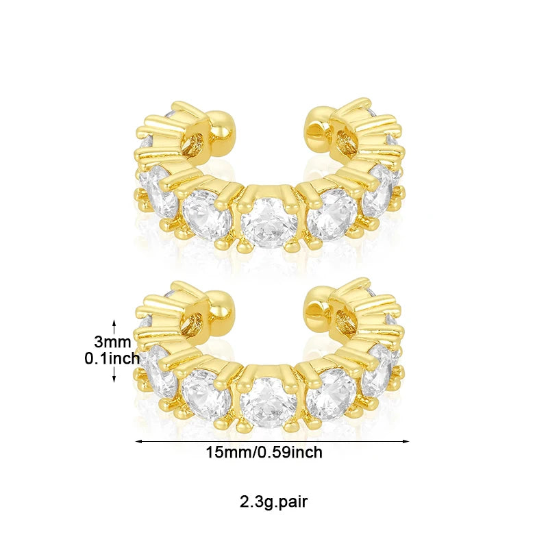 Crmya Hiphop Hoop Earring for Women Yellow Gold Color Zircon cuff Hoop Earrings Fashion Women 2024 Jewelry Accessories Wholesale
