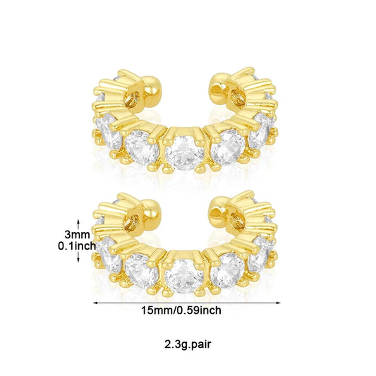 Crmya Hiphop Hoop Earring for Women Yellow Gold Color Zircon cuff Hoop Earrings Fashion Women Jewelry Accessories Wholesale