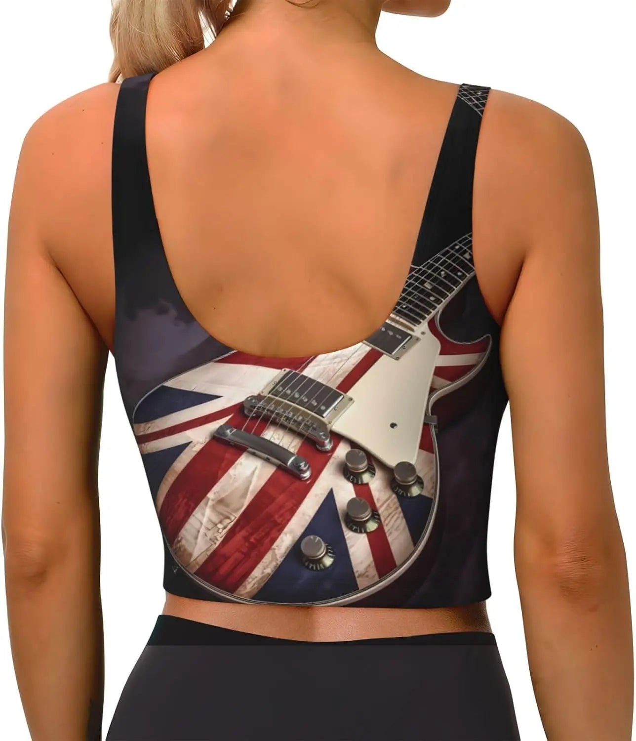 Guitar British Flag Print Women'S Sports Vest Dance Yoga Vest Printed Sports Bra Top Vest