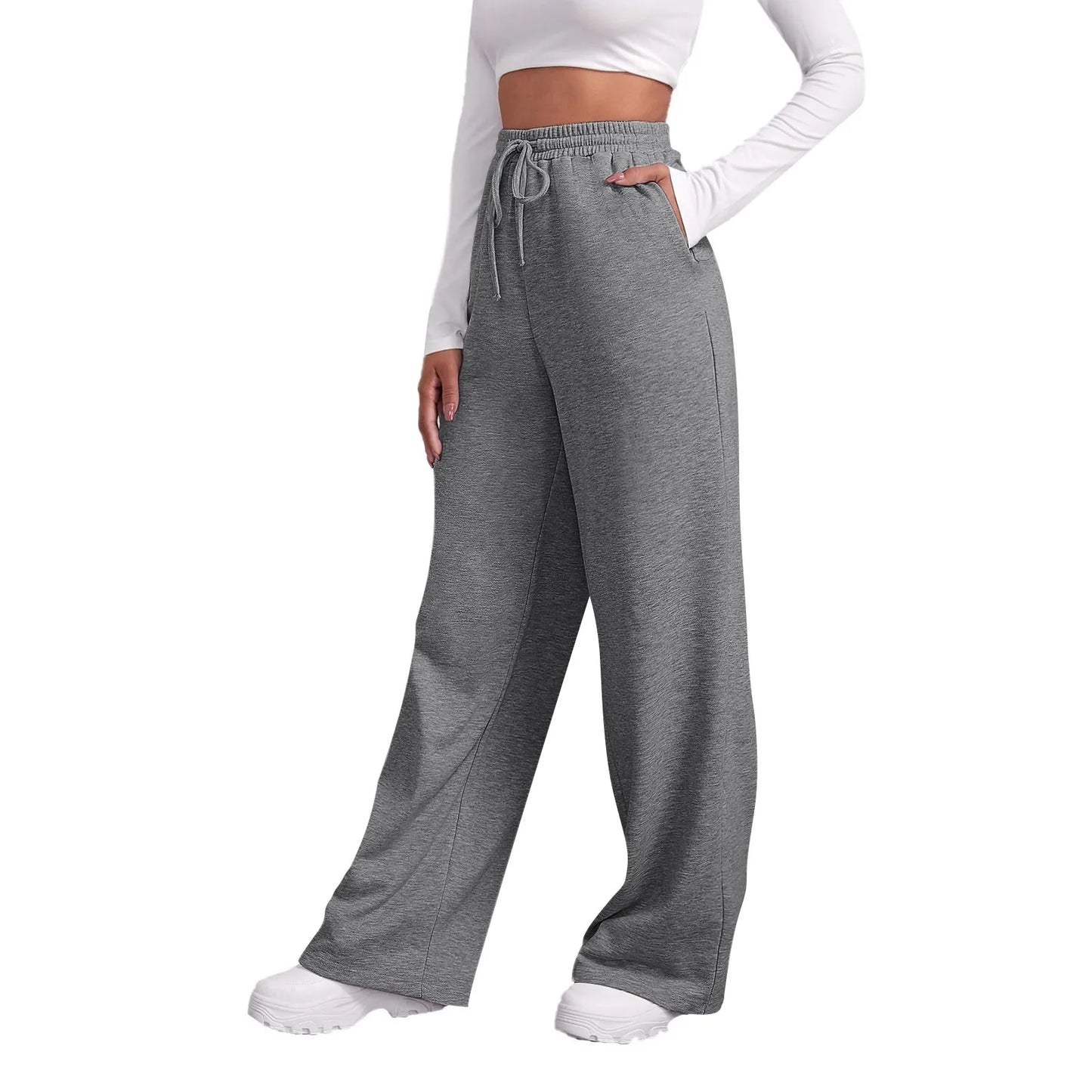 Women’s Fleece Lined Sweatpants Wide Straight Leg Pants Bottom Winter Warm Pants Daily Casual Jogger Sweatpants Sports Trousers