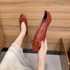 Women's Single Shoes Summer New Low Heel Square Head Metal Decorative Oxford Shoes Fashion Comfortable Soft Soled Leather Shoes