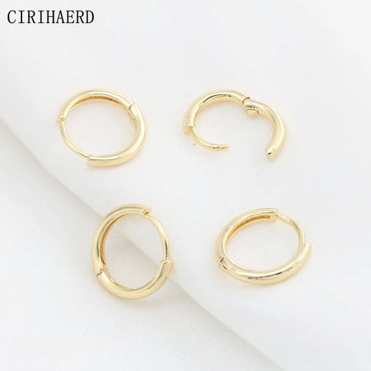 Simple Women's Round Earrings 14K Gold Plated Brass Small Hoop Earring Clasps Earring Pendant Connector Party Gift Wholesale