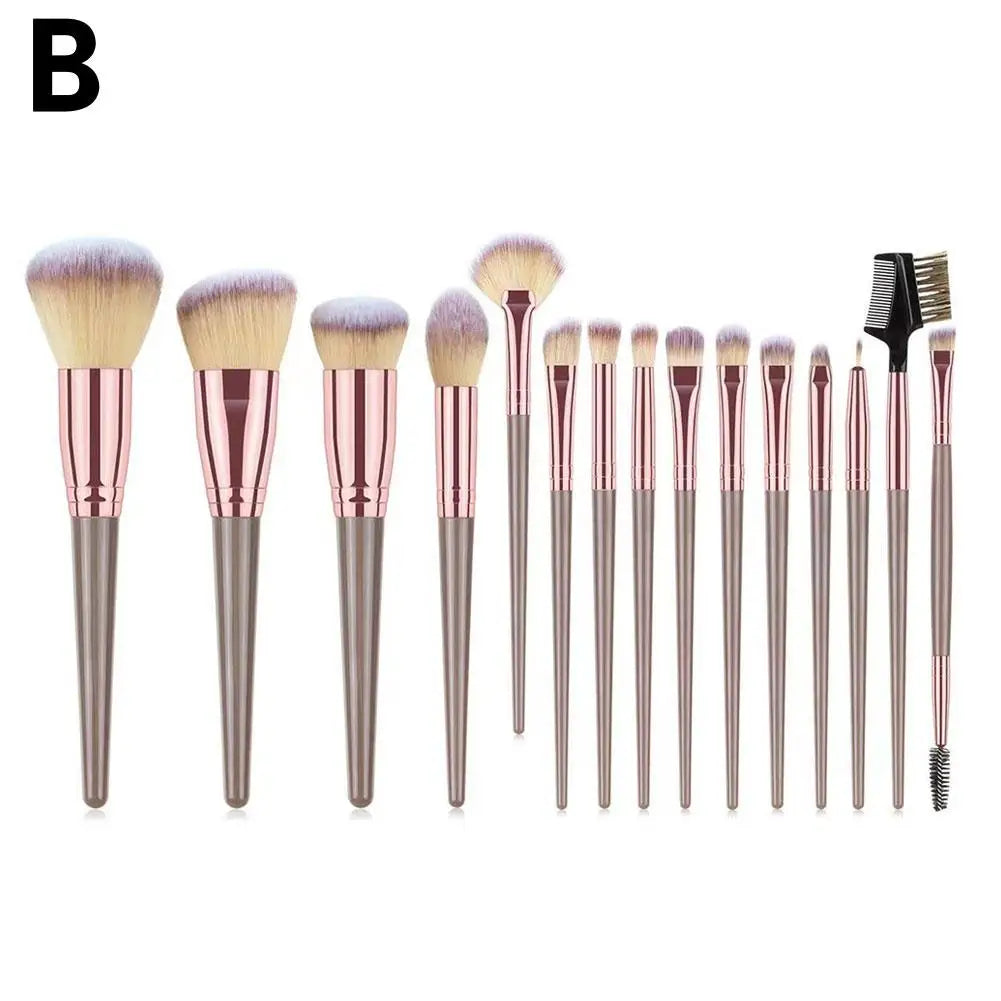 15pcs Professional Make Up Brushes Foundation Loose Powder Blush Face Contour Brush Champagne Gold Makeup Tools 1 Set