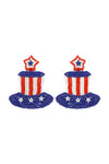 American Red/White/Blue Top Hat Beaded Earrings