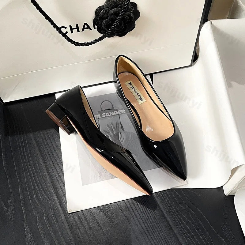 Women's Pointed Toe Flat Shoes 2025 New Spring Autumn French Style Nude Color Women's Shoes Outdoor Fashion High Heels Party
