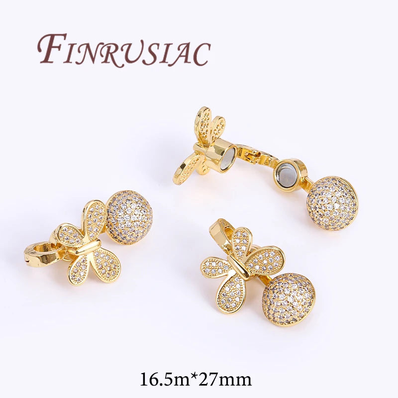 18K Gold Plated Brass Butterfly Clasps For Jewelry,Fasteners For Bracelets,Necklace Clasp Findings,DIY Jewelry Accessories