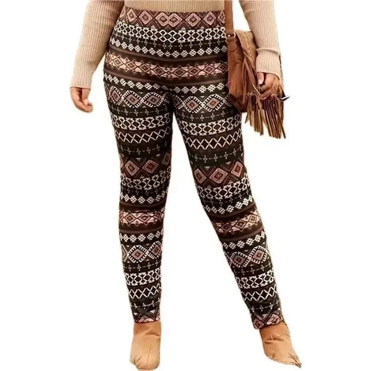 Women's Plus Size 1XL-5XL New Casual Loose Printed Geometric Pattern Tight Pants Fashion Elastic Yoga Pants Leggings Women