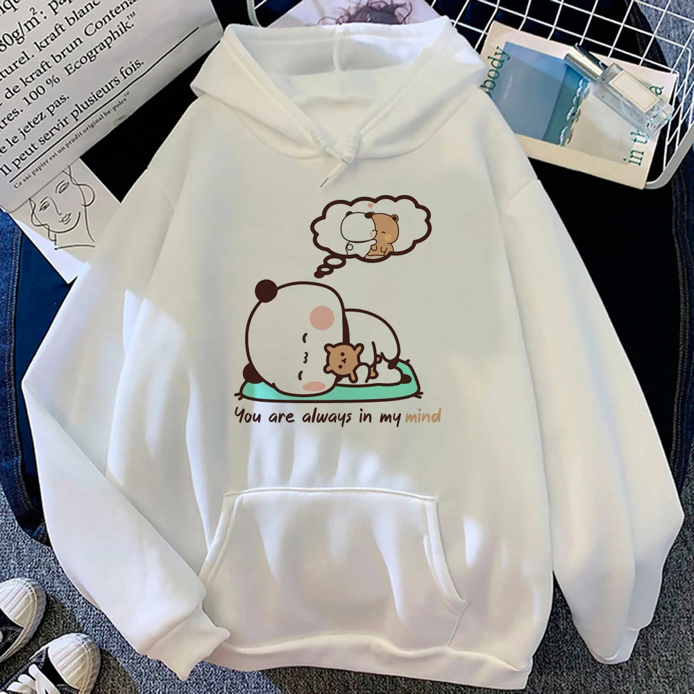 Men Women Aesthetic Trendy Hoodies Bubu Dudu Bear Graphic Printed Hooded Plus Size Pullover Unisex Prevalent Fashion Sweatshirt