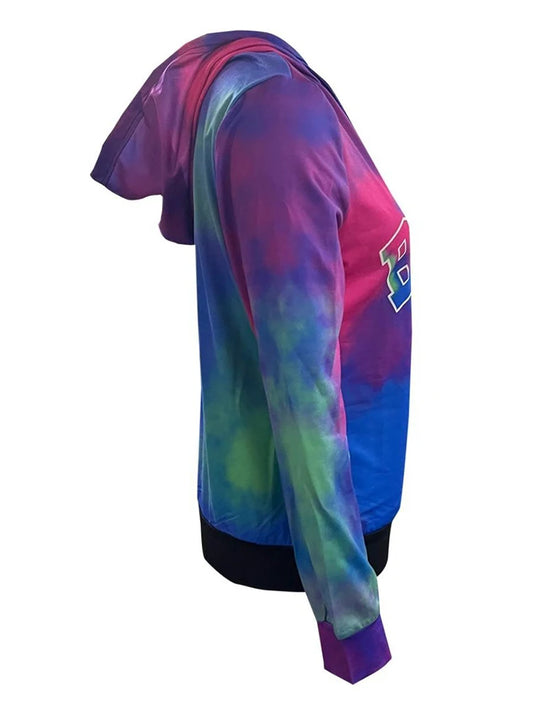 LW Plus Size Gradient Letter Print Hoodie Women Winter New Oversized Hooded Sweatshirt Woman Casual Fashion Pullovers Tops