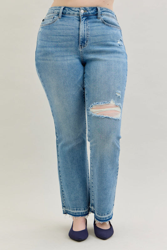 Judy Blue Jeans (NP) - Mid Rise Distressed Release Hem Boot Cut