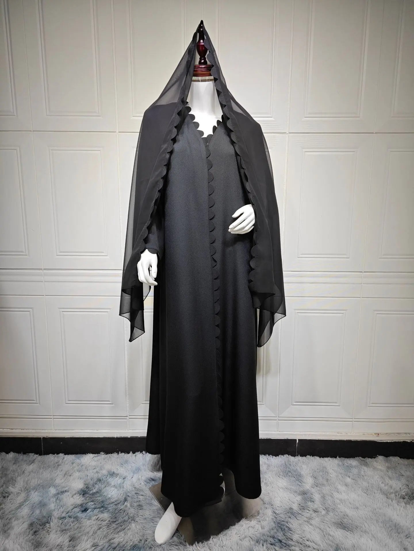 Mq193 2025 Tiktok Fashion Dubai Turkey Elegant Cardigan with a Two-piece Scarf Abaya Abaya Ramadan Dubai Luxury Islam Elegant