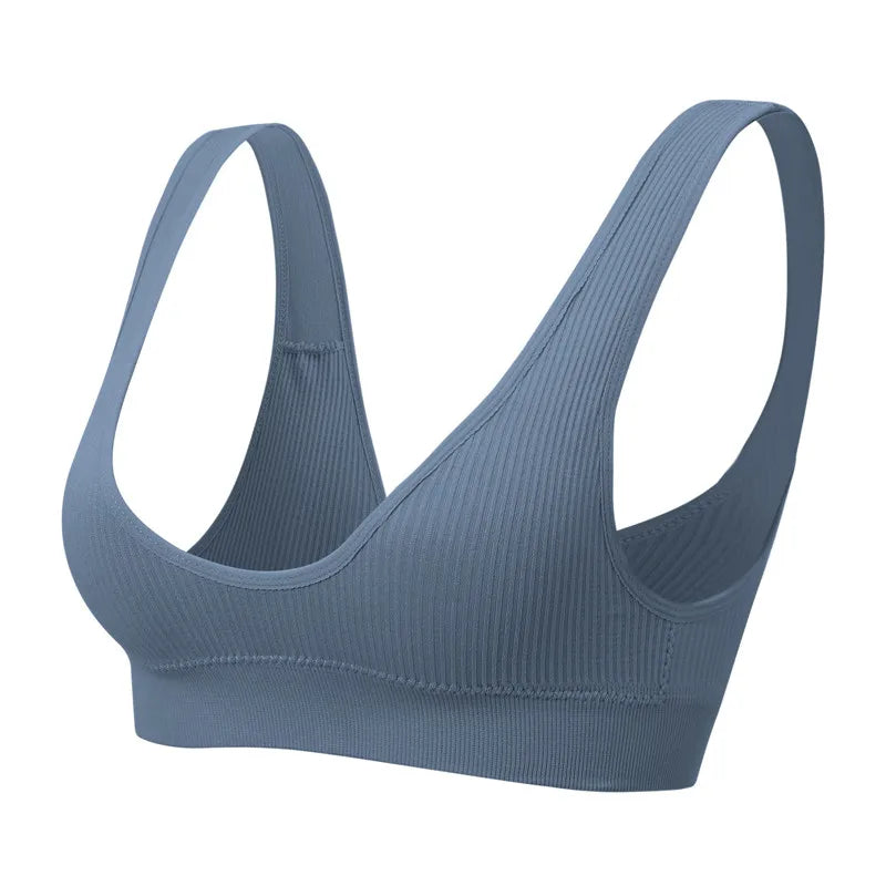 Women Push Up Brassiere Sports Deep-U Shape Bralette Nowire Underwear Female Comfy Sexy Lingerie Top Intimates Seamless Bras