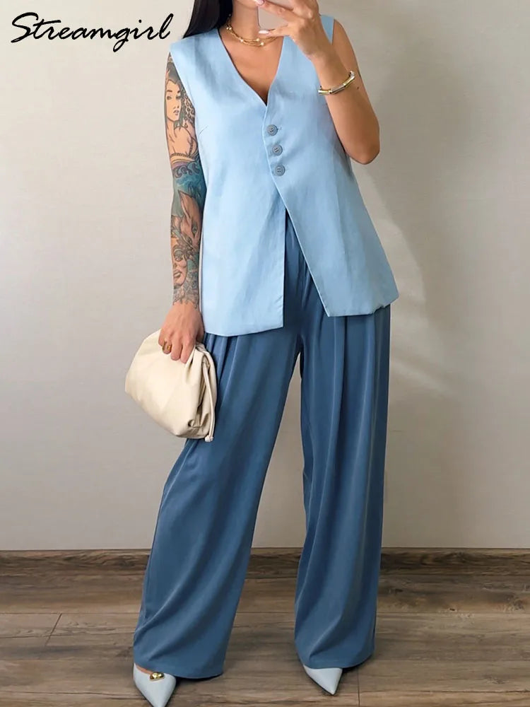 Summer Thin Lyocell Jeans Women Elastic Waist Ice Silk Wide Leg Denim Pants Pink Baggy Jeans For Women Summer Loose Trousers