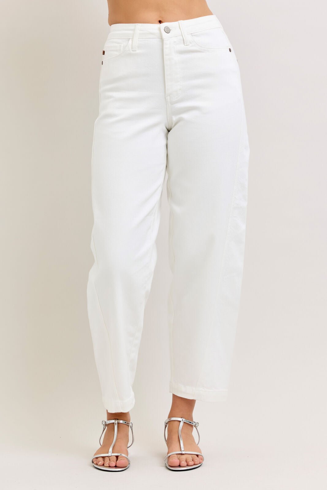 Judy Blue (NP) - High Waisted White Barrel Jeans - Nikki and Co Boutique