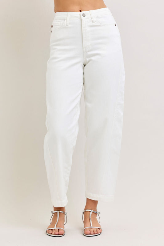 Judy Blue (NP) - High Waisted White Barrel Jeans - Nikki and Co Boutique