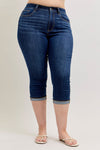 Judy Blue (NP) - High Waisted, Dark Blue Capri with Single Cuff, Plus - Nikki and Co Boutique