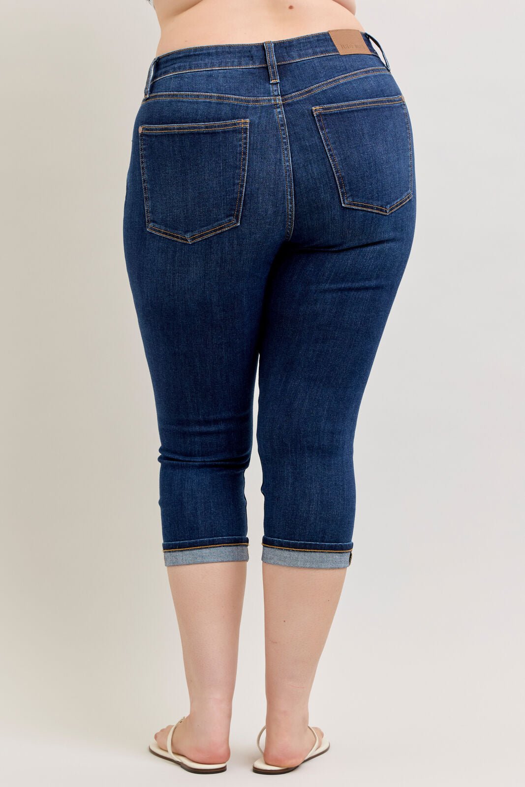 Judy Blue (NP) - High Waisted, Dark Blue Capri with Single Cuff, Plus - Nikki and Co Boutique