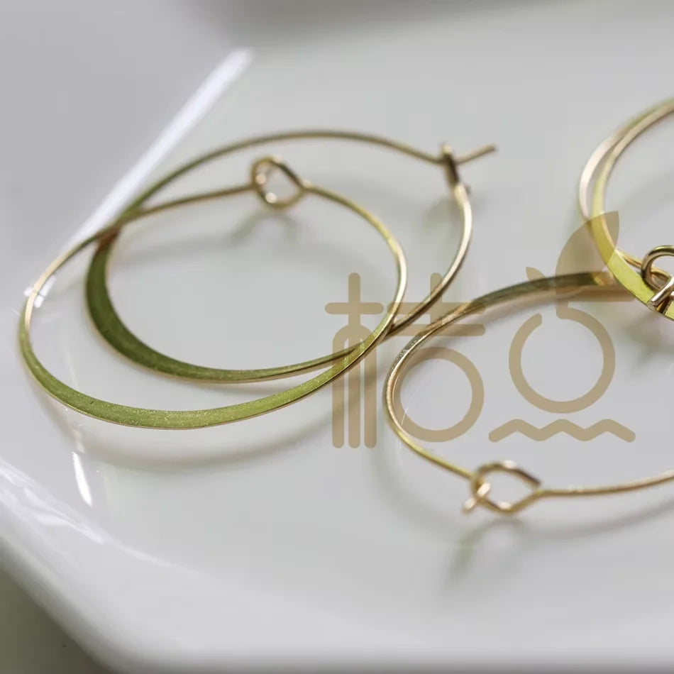 Premium Plated Solid Brass Round Hammered Earring Finding - Earring Hook - Earring Hoop 25x0.7mm (4305C)