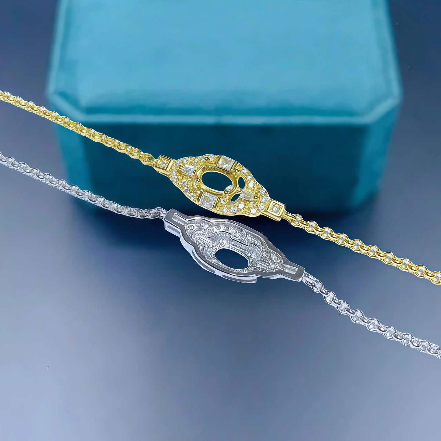 L  S925 Sterling Silver DIY Empty Bracelet Holder Settings 4*6mm Ellipse Stone Fine Charm Jewelry Simple Zircon Design for Woman