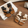 Summer Cool Breathable Women's Slippers Square Toe Slip-on Lightweight Female Flat Shoes High Quality Non-Slip Ladies Sandals
