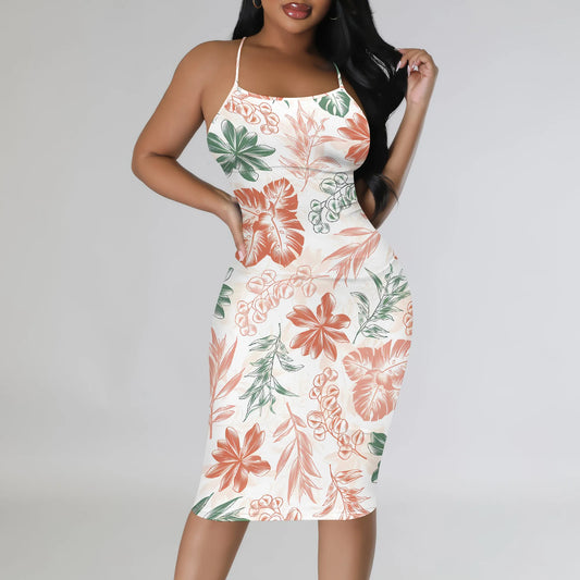 Women's clothing 2025 spring/summer new custom casual loose floral print hollow suspender dress
