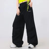 Fashion Printed Letter Spliced Pockets Casual Pants Female Clothing 2025 Spring Summer New Loose Elastic High Waist Cargo Pants
