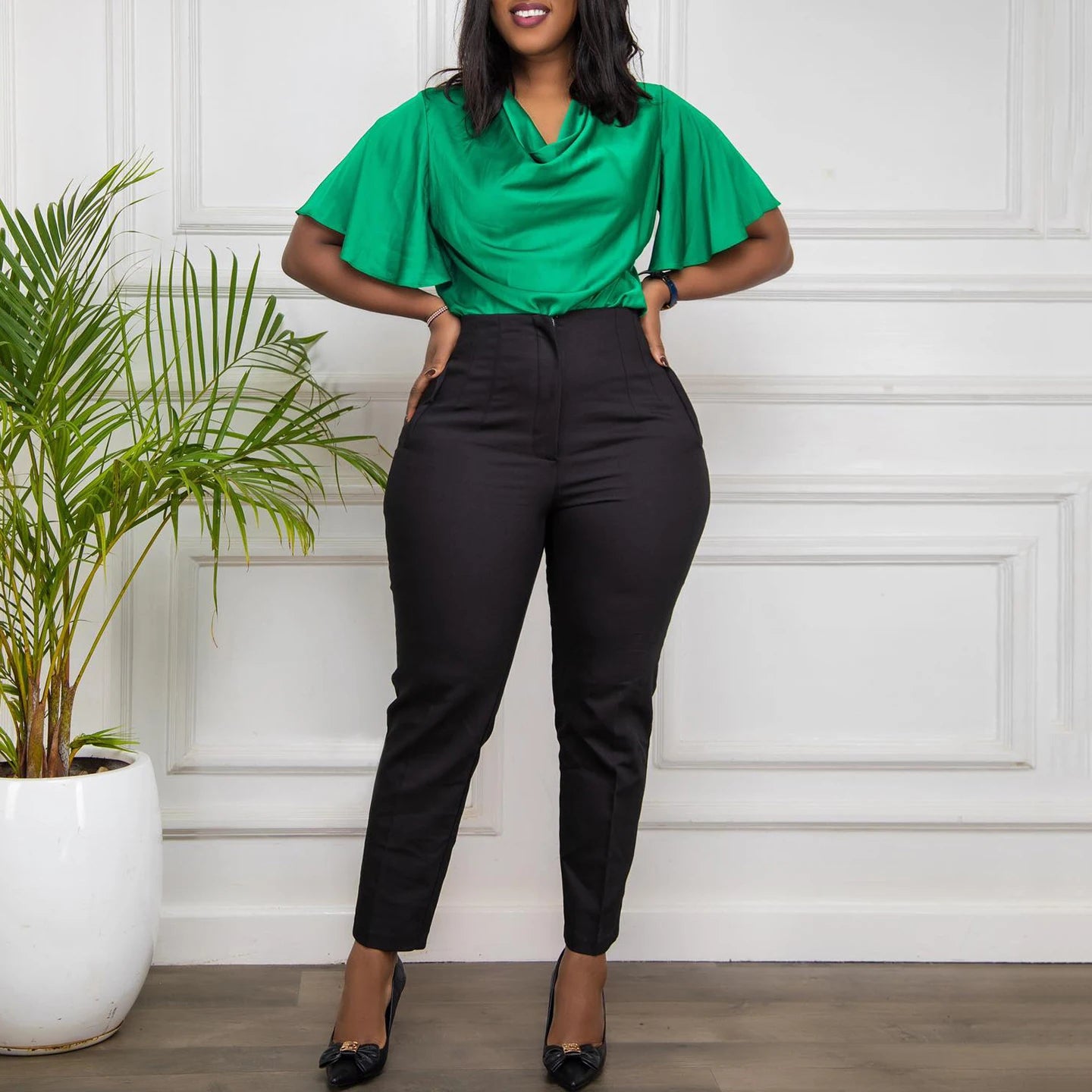 Work Pants for Women Office Elegant High Waisted Solid Skinny African Ladies Fashion Business Work Pencil Pants Bottoms 2024 New
